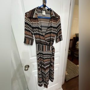 Beautiful multi-brown wrap dress - Excellent Condition